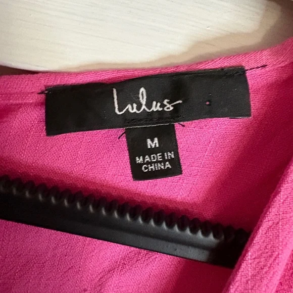 Lulus NWT Women’s SZ M Pink Cut Out Tie Front Mini Dress Short Sleeve VNeck - Picture 8 of 9